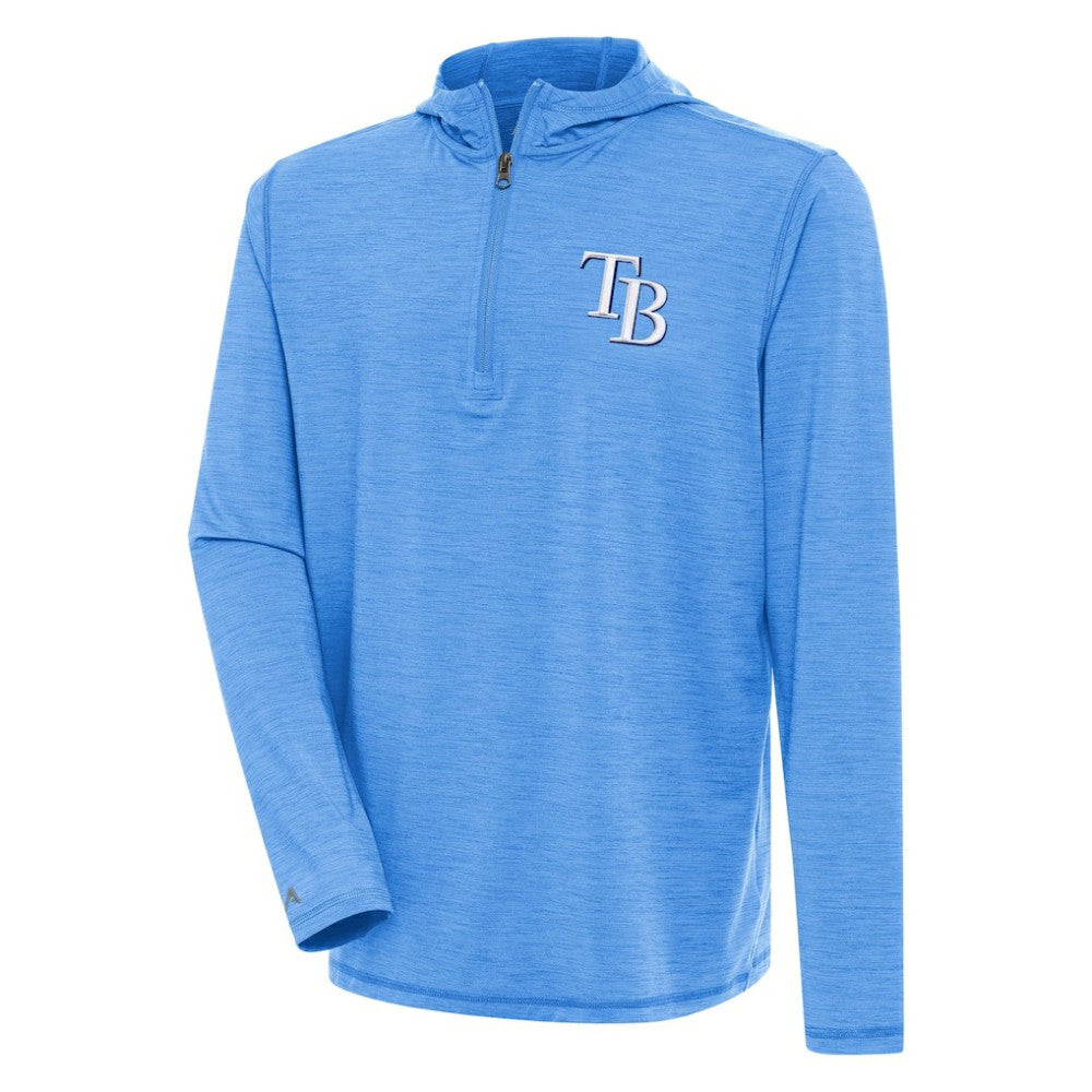Tampa Bay Rays Antigua Tidy Quarter-Zip Hoodie - Heather Light Blue - MLB Discount