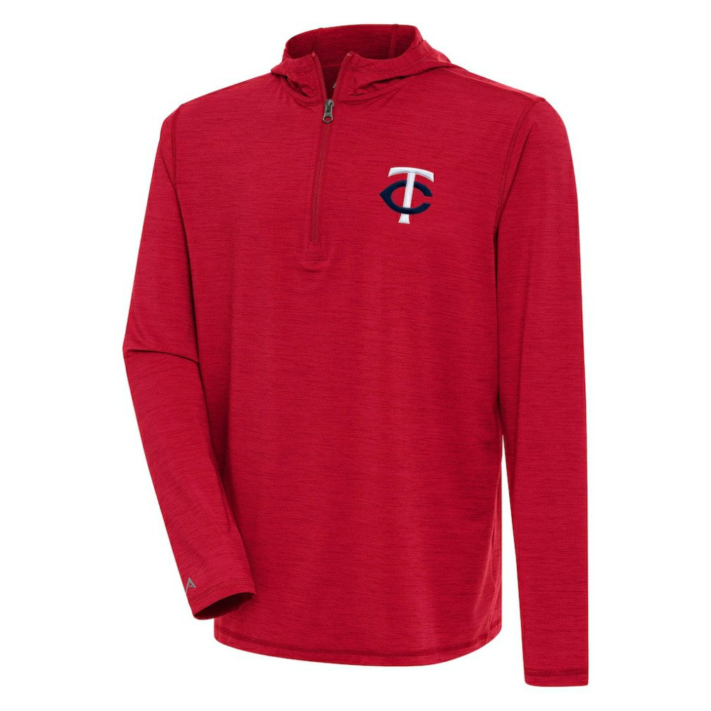Minnesota Twins Antigua Tidy Quarter-Zip Hoodie - Heather Red - MLB Discount