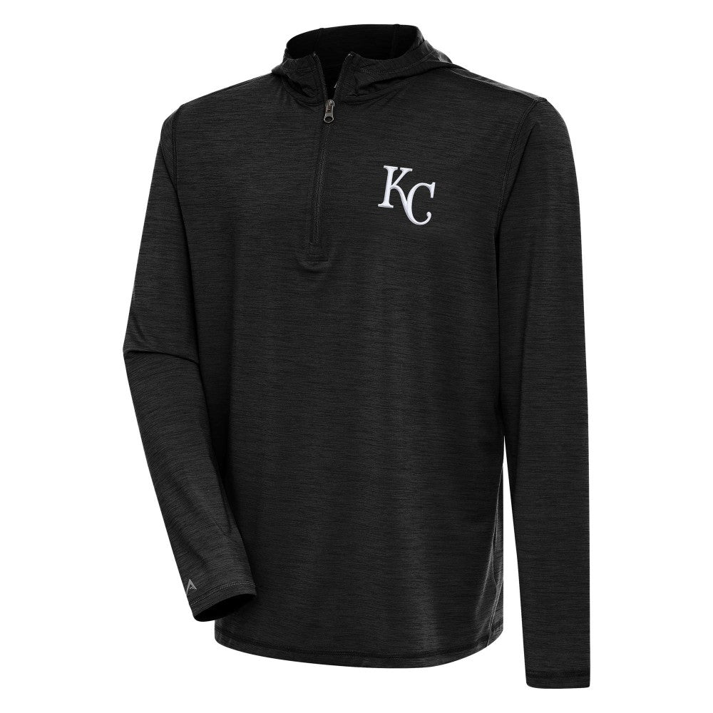 Kansas City Royals Antigua Tidy Quarter-Zip Hoodie - Heather Black - MLB Lifestyle