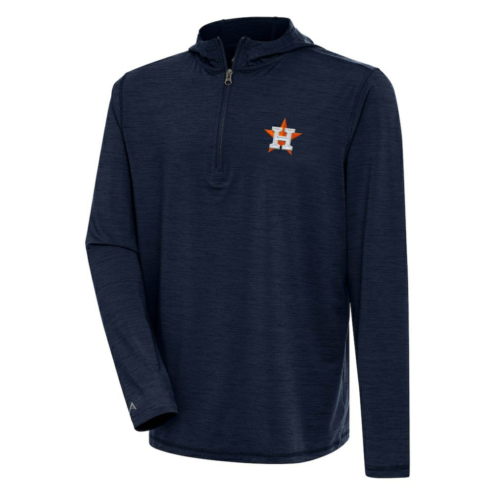 Houston Astros Antigua Tidy Quarter-Zip Hoodie - Heather Navy - MLB Lifestyle