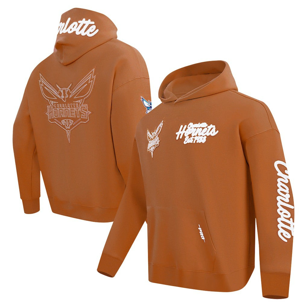 Charlotte Hornets Pro Standard Paint the City Drop Shoulder Pullover Hoodie Brown