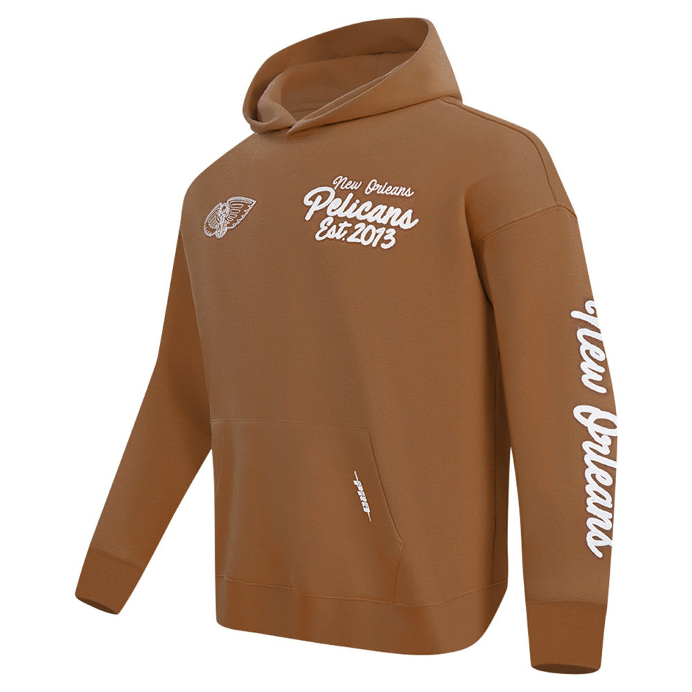 New Orleans Pelicans Pro Standard Paint the City Drop Shoulder Pullover Hoodie Brown