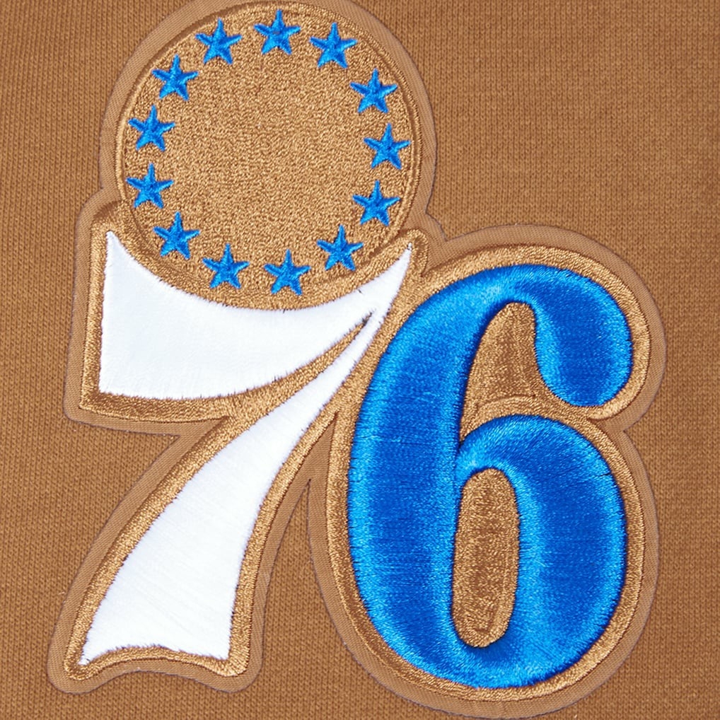 Philadelphia 76ers Pro Standard Paint the City Drop Shoulder Pullover Hoodie Brown