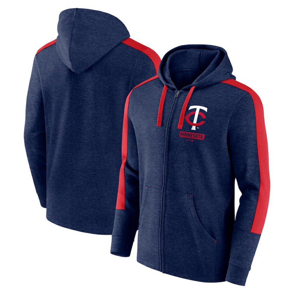 Minnesota Twins Fanatics Gains Fleece Full-Zip Hoodie - Heather Navy - Fanatics Lifestyle