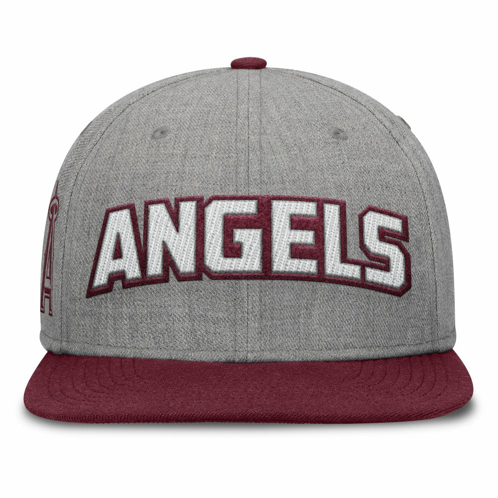 Los Angeles Angels Fanatics Elements Felt Chainstitch Snapback Hat - Gray/Maroon - Fanatics Sale