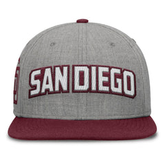 San Diego Padres Fanatics Elements Felt Chainstitch Snapback Hat - Gray/Maroon - Fanatics on Sale