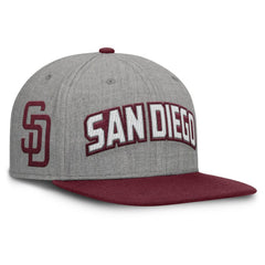 San Diego Padres Fanatics Elements Felt Chainstitch Snapback Hat - Gray/Maroon - Fanatics on Sale
