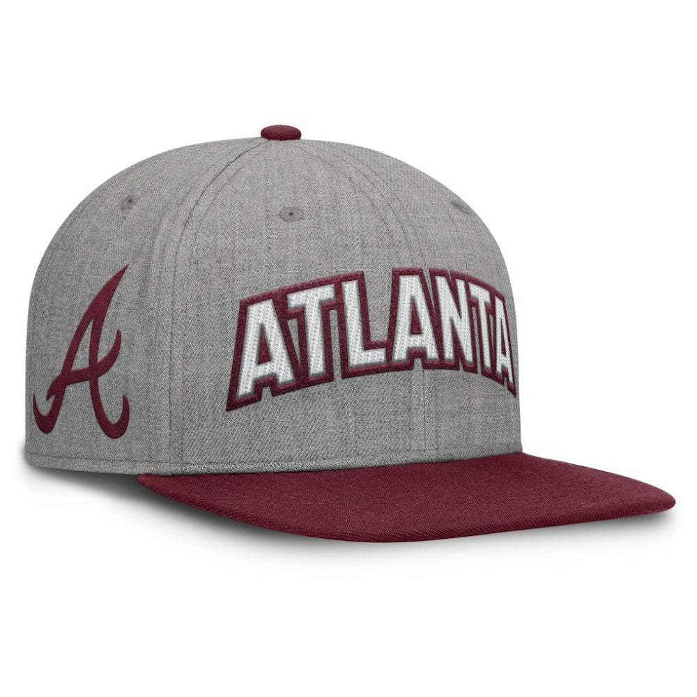 Atlanta Braves Fanatics Elements Felt Chainstitch Snapback Hat - Gray/Maroon - Fanatics Lifestyle