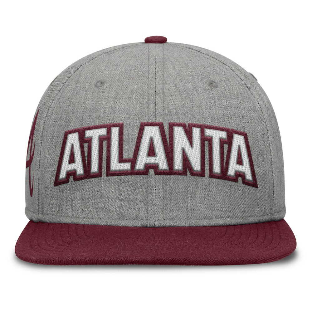 Atlanta Braves Fanatics Elements Felt Chainstitch Snapback Hat - Gray/Maroon - Fanatics Lifestyle