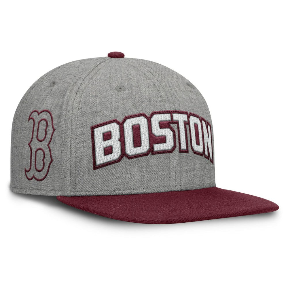 Boston Red Sox Fanatics Elements Felt Chainstitch Snapback Hat - Gray/Maroon - Fanatics on Sale