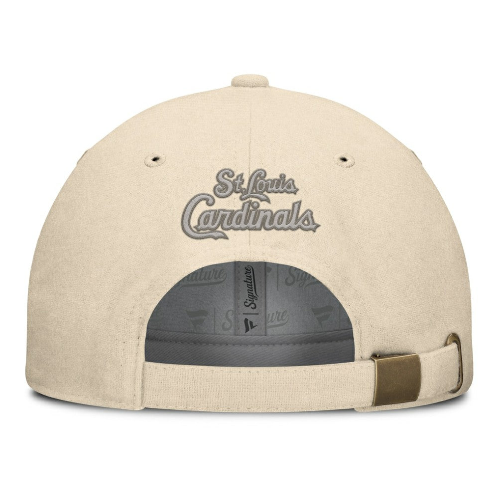 St. Louis Cardinals Fanatics Front Office Leather Patch Adjustable Hat - Cream - Fanatics on Sale