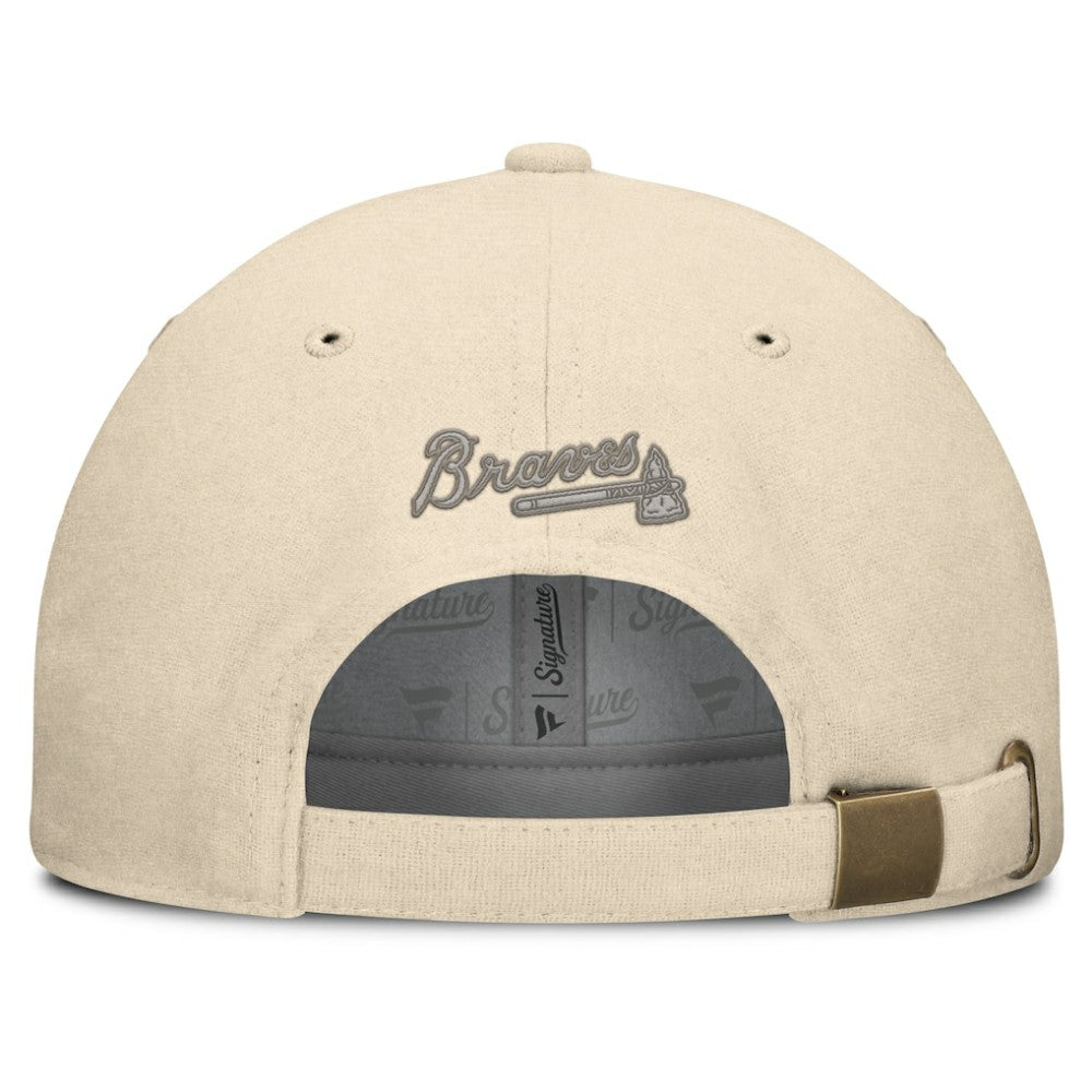 Atlanta Braves Fanatics Front Office Leather Patch Adjustable Hat - Cream - Fanatics Sale
