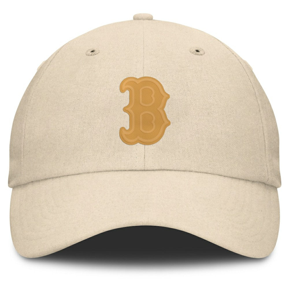 Boston Red Sox Fanatics Front Office Leather Patch Adjustable Hat - Cream - Fanatics Discount
