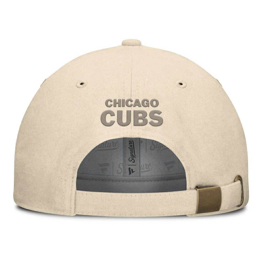 Chicago Cubs Fanatics Front Office Leather Patch Adjustable Hat - Cream - Fanatics Discount