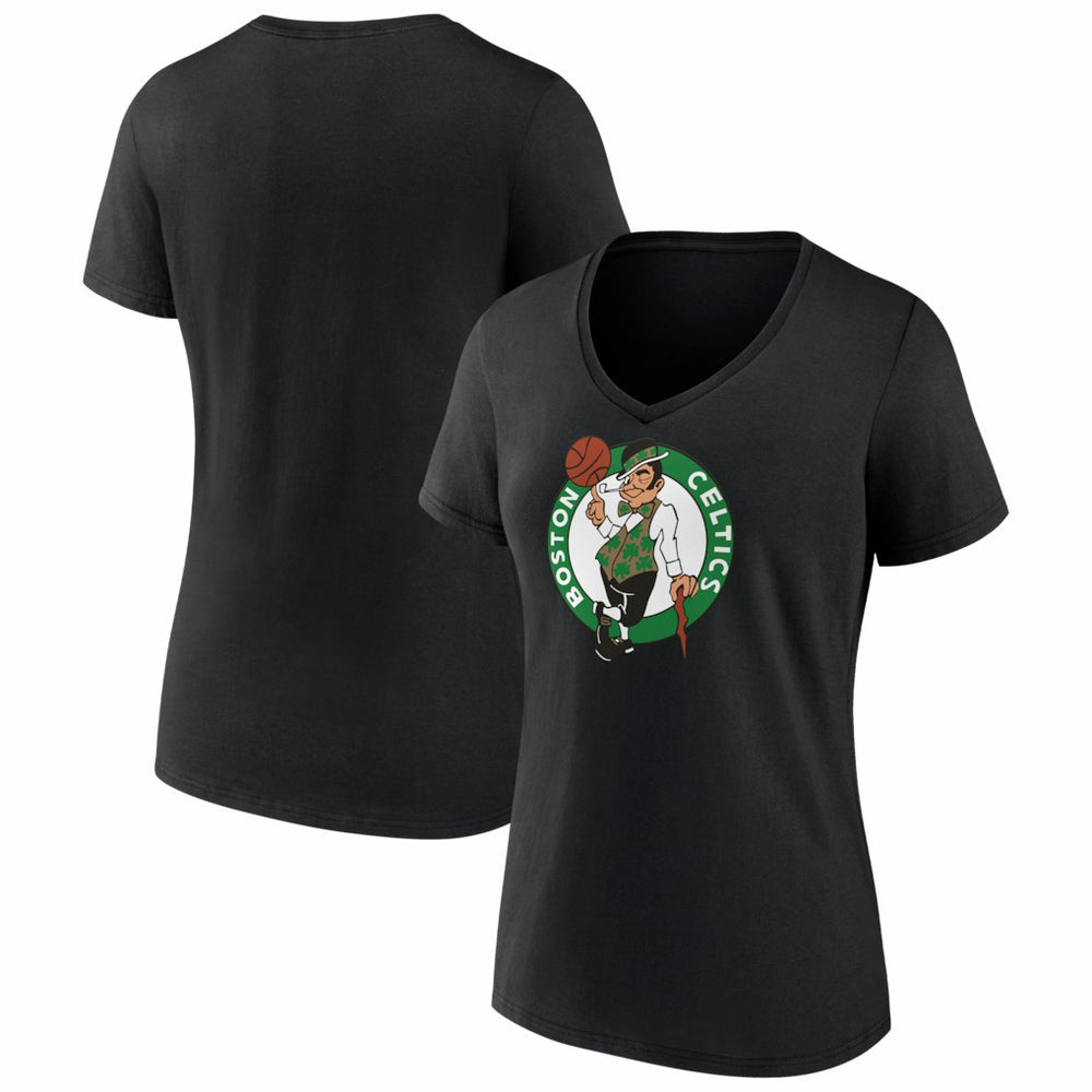 Boston Celtics Women's Primary Logo V-Neck T-Shirt Black