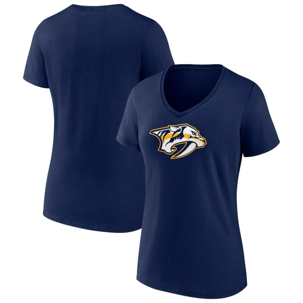 Nashville Predators Women's Primary Logo V-Neck T-Shirt - Navy - NHL 201209299