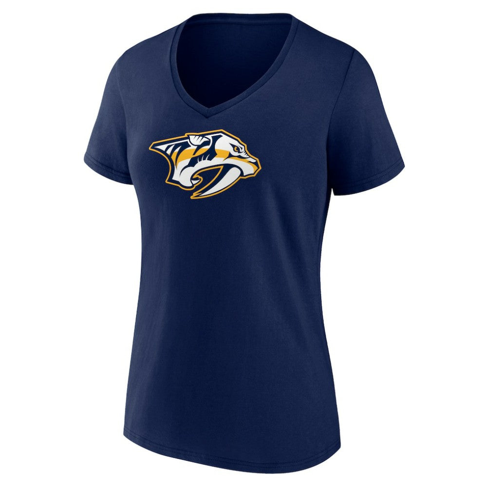 Nashville Predators Women's Primary Logo V-Neck T-Shirt - Navy - NHL 201209299