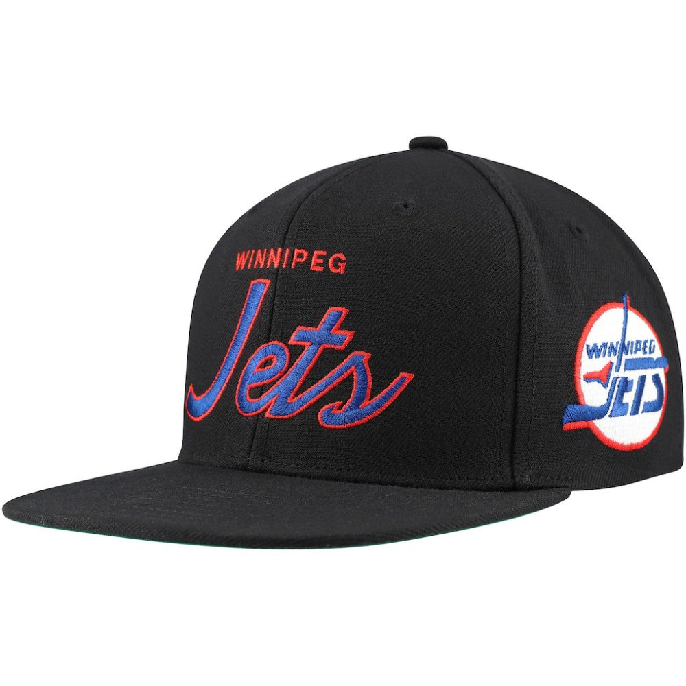 Winnipeg Jets Mitchell & Ness Core Team Script 2.0 Snapback Hat - Black - NHL 201212959