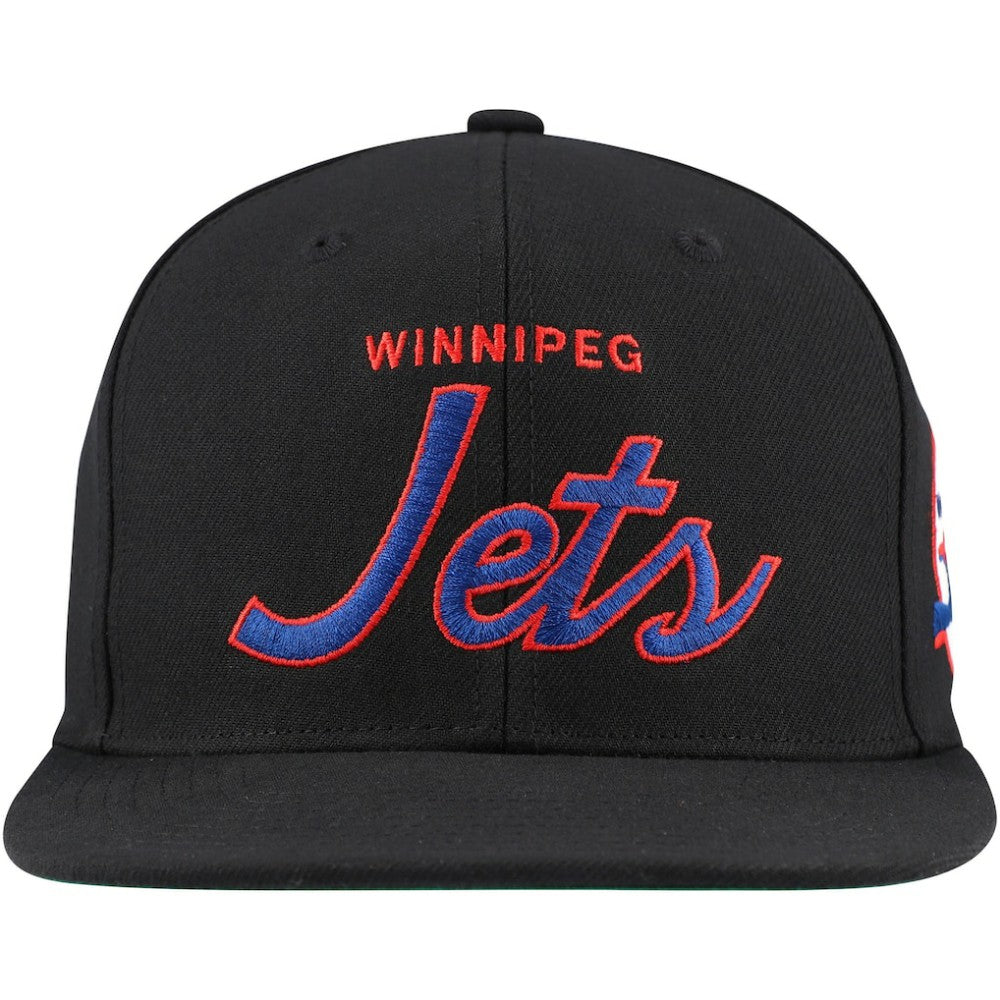 Winnipeg Jets Mitchell & Ness Core Team Script 2.0 Snapback Hat - Black - NHL 201212959