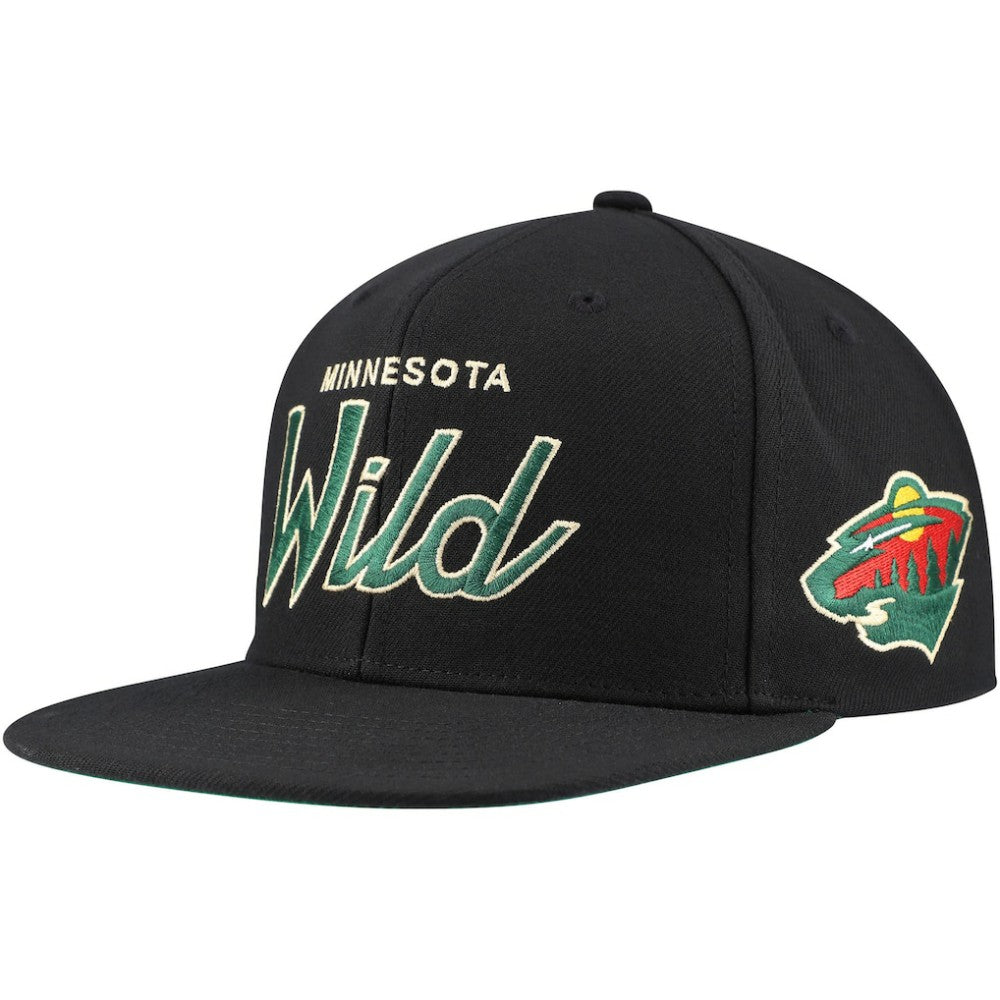 Minnesota Wild Mitchell & Ness Core Team Script 2.0 Snapback Hat - Black - NHL 201212960