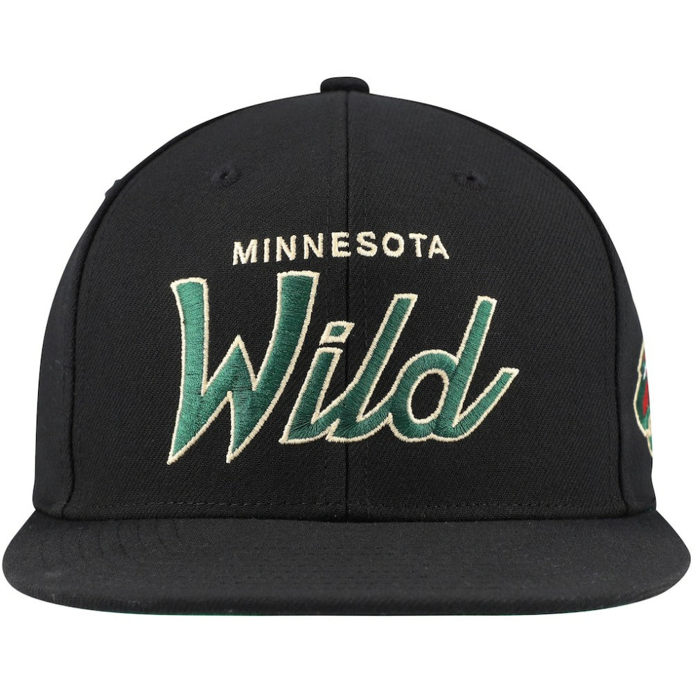 Minnesota Wild Mitchell & Ness Core Team Script 2.0 Snapback Hat - Black - NHL 201212960