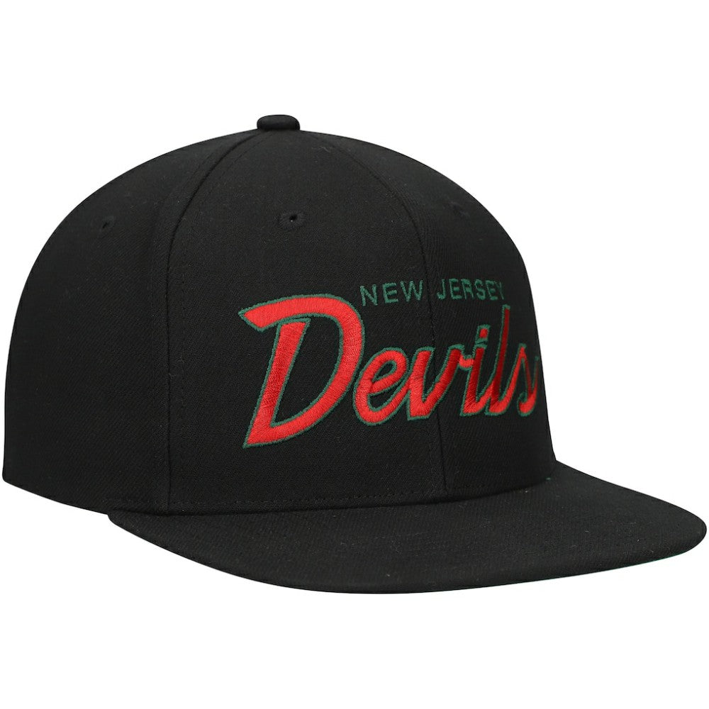 New Jersey Devils Mitchell & Ness Core Team Script 2.0 Snapback Hat - Black - NHL 201212965