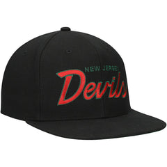 New Jersey Devils Mitchell & Ness Core Team Script 2.0 Snapback Hat - Black - NHL 201212965