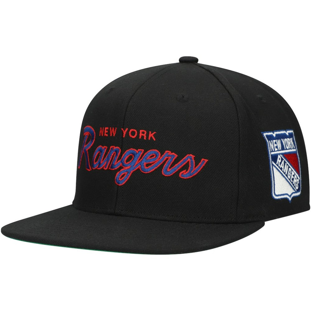 New York Rangers Mitchell & Ness Core Team Script 2.0 Snapback Hat - Black - NHL 201212967