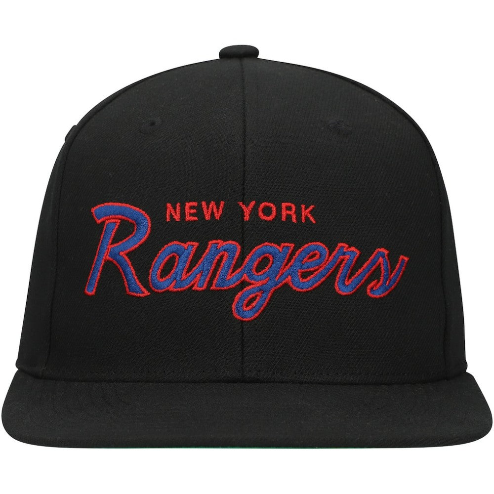 New York Rangers Mitchell & Ness Core Team Script 2.0 Snapback Hat - Black - NHL 201212967