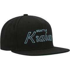 Seattle Kraken Mitchell & Ness Core Team Script 2.0 Snapback Hat - Black - NHL 201212972