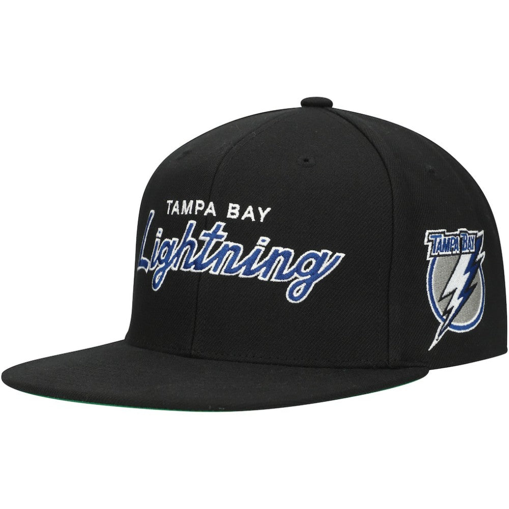 Tampa Bay Lightning Mitchell & Ness Core Team Script 2.0 Snapback Hat - Black - NHL 201212974