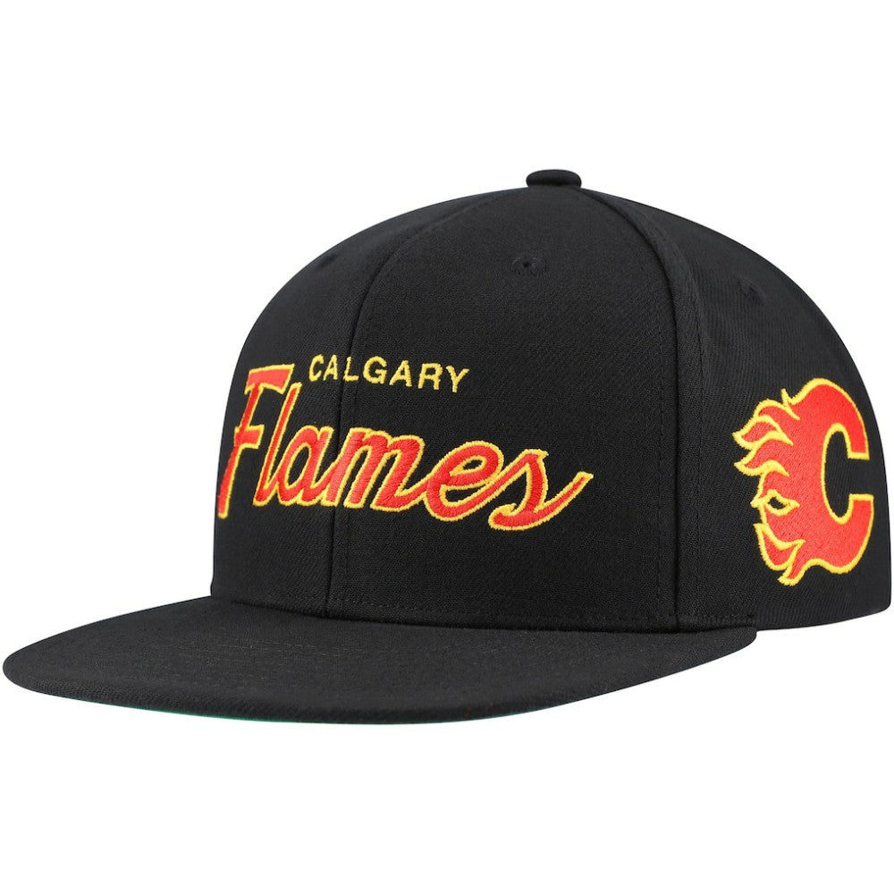 Calgary Flames Mitchell & Ness Core Team Script 2.0 Snapback Hat - Black - NHL 201212979