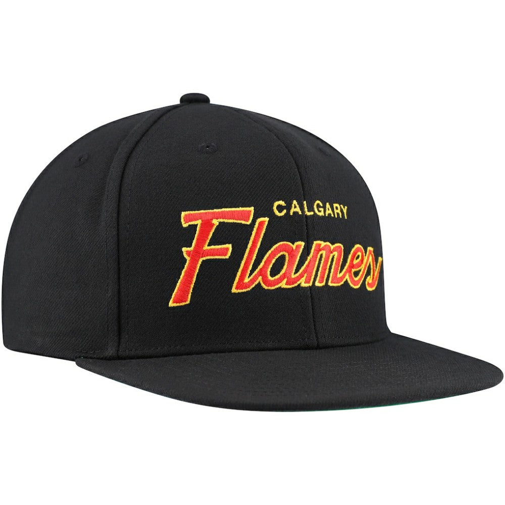 Calgary Flames Mitchell & Ness Core Team Script 2.0 Snapback Hat - Black - NHL 201212979