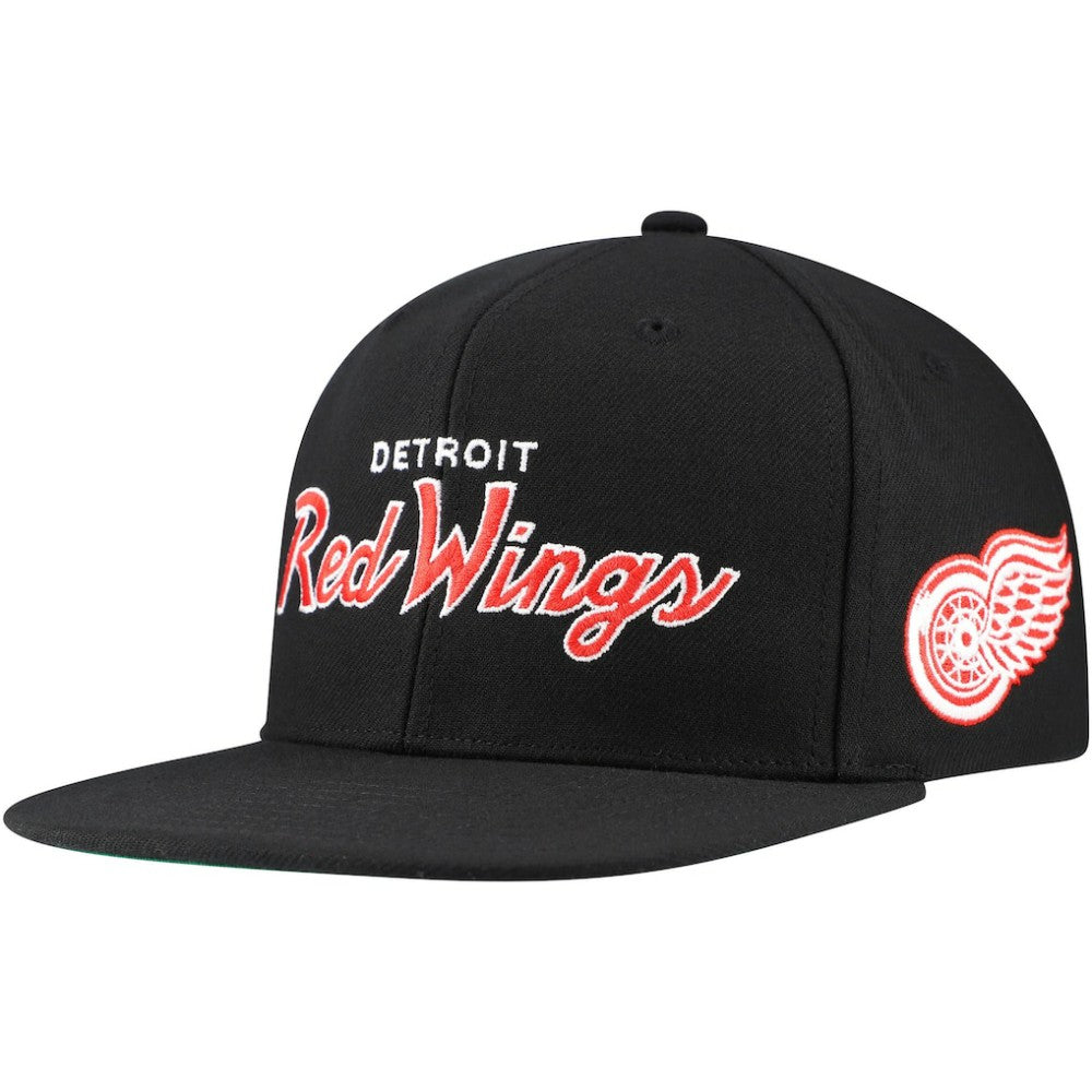 Detroit Red Wings Mitchell & Ness Core Team Script 2.0 Snapback Hat - Black - NHL 201212980