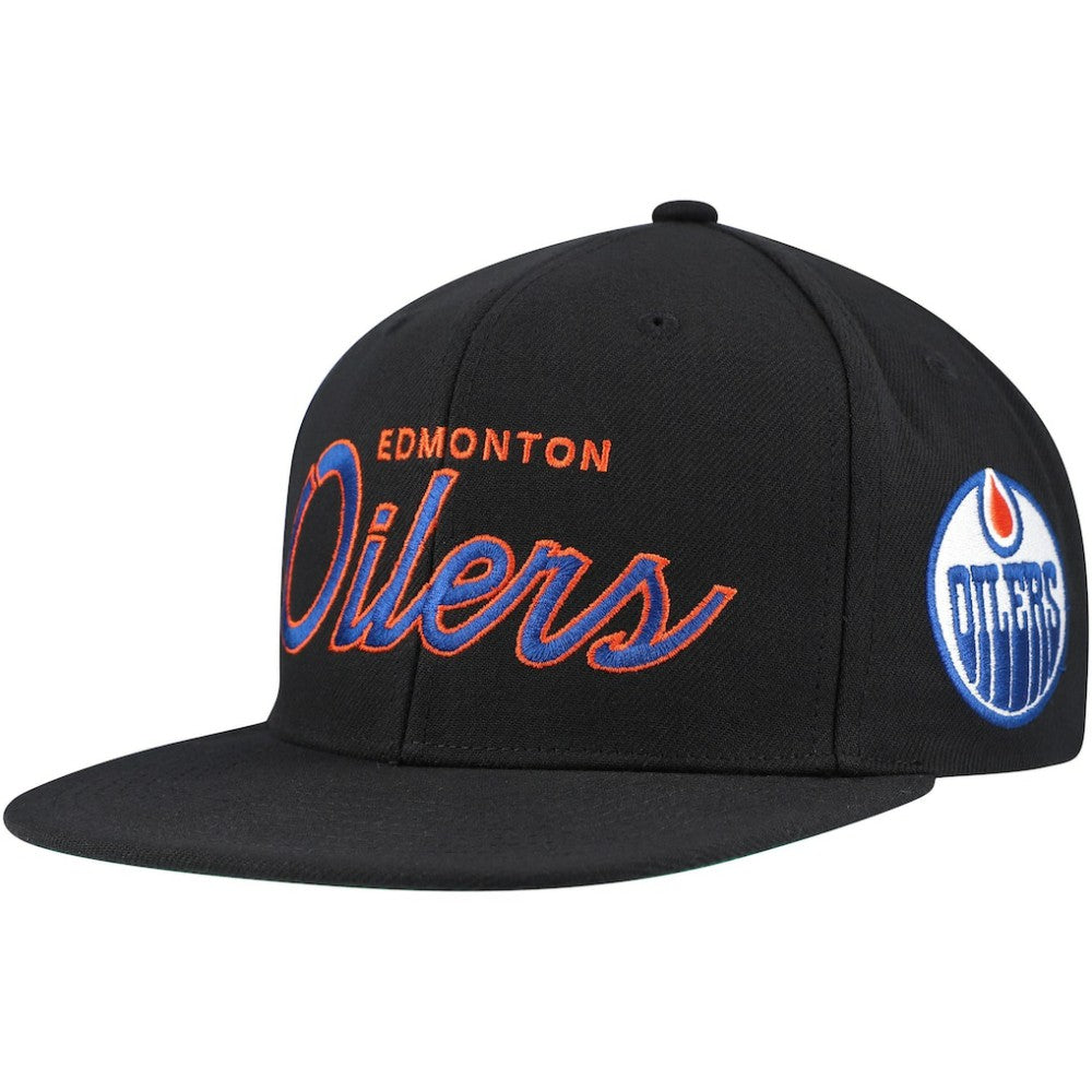 Edmonton Oilers Mitchell & Ness Core Team Script 2.0 Snapback Hat - Black - NHL 201212989