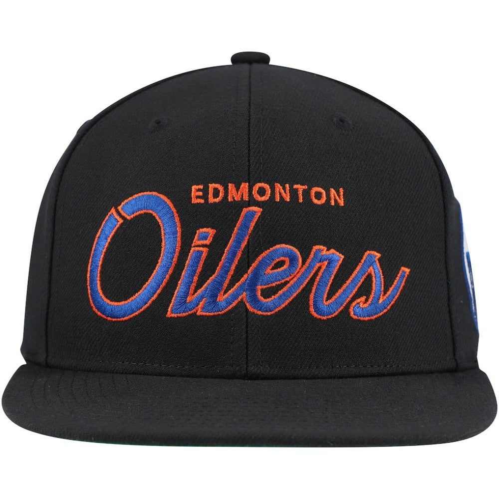 Edmonton Oilers Mitchell & Ness Core Team Script 2.0 Snapback Hat - Black - NHL 201212989