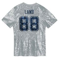 CeeDee Lamb Dallas Cowboys Girls Youth Sequin V-Neck Fashion Jersey Silver