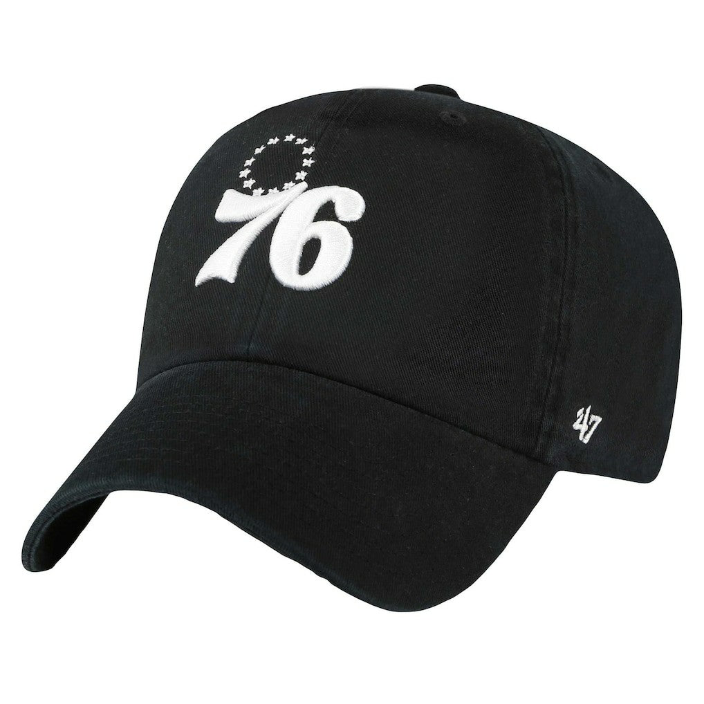 Philadelphia 76ers '47 Core Logo Clean Up Adjustable Hat Black | 47 brand Near Me