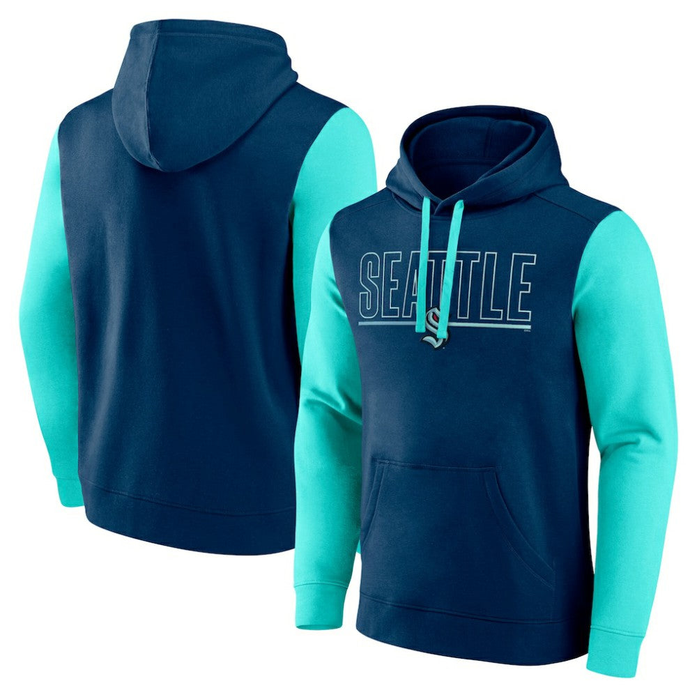 Seattle Kraken Logo Athletic Deliver Fleece Pullover Hoodie - Navy - NHL 201230184