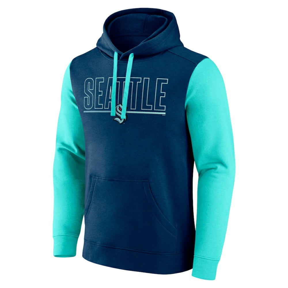 Seattle Kraken Logo Athletic Deliver Fleece Pullover Hoodie - Navy - NHL 201230184
