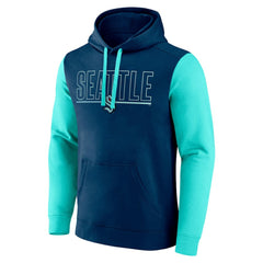 Seattle Kraken Logo Athletic Deliver Fleece Pullover Hoodie - Navy - NHL 201230184