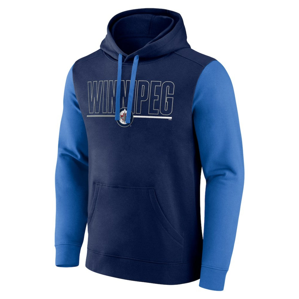 Winnipeg Jets Logo Athletic Deliver Fleece Pullover Hoodie - Navy - NHL 201230203