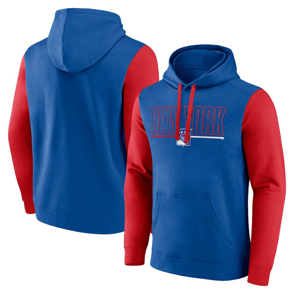 New York Rangers Logo Athletic Deliver Fleece Pullover Hoodie - Blue - NHL 201230205