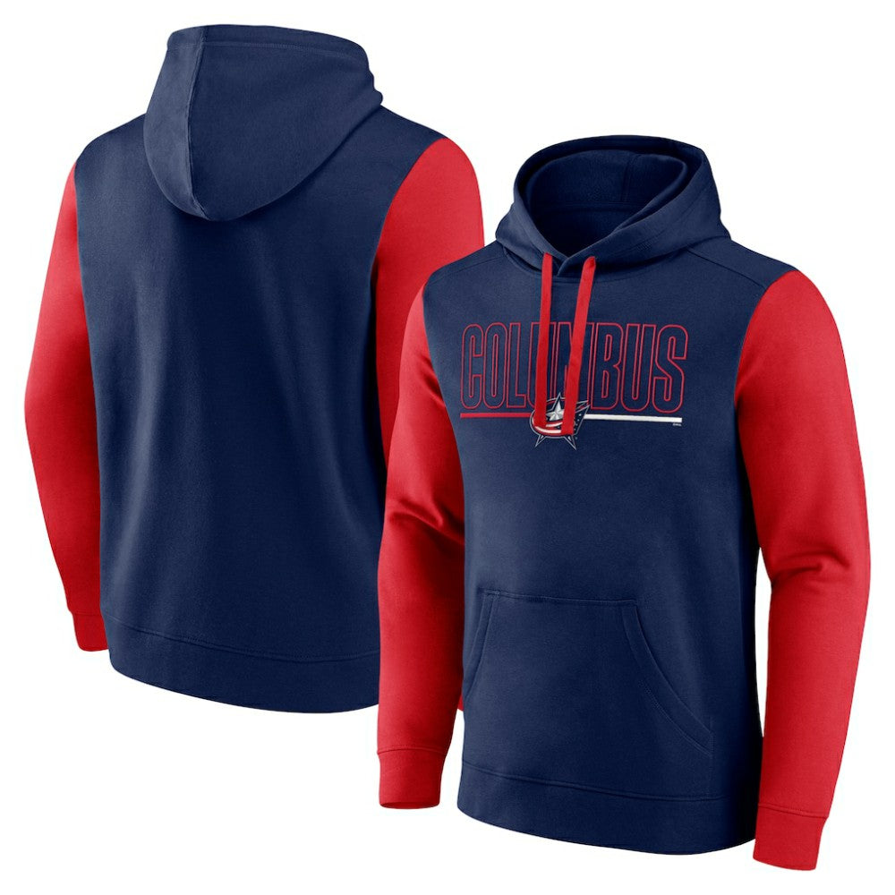 Columbus Blue Jackets Logo Athletic Deliver Fleece Pullover Hoodie - Navy - NHL 201230207
