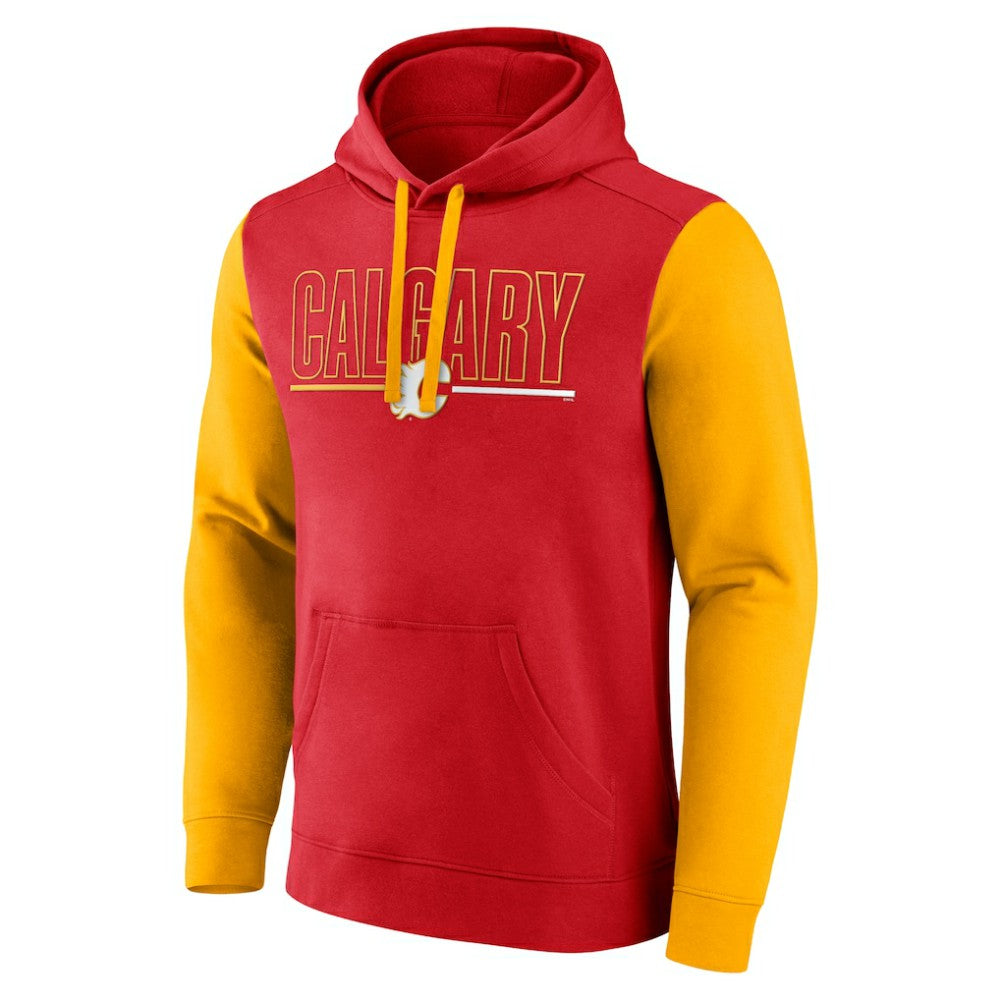 Calgary Flames Logo Athletic Deliver Fleece Pullover Hoodie - Red - NHL 201230213