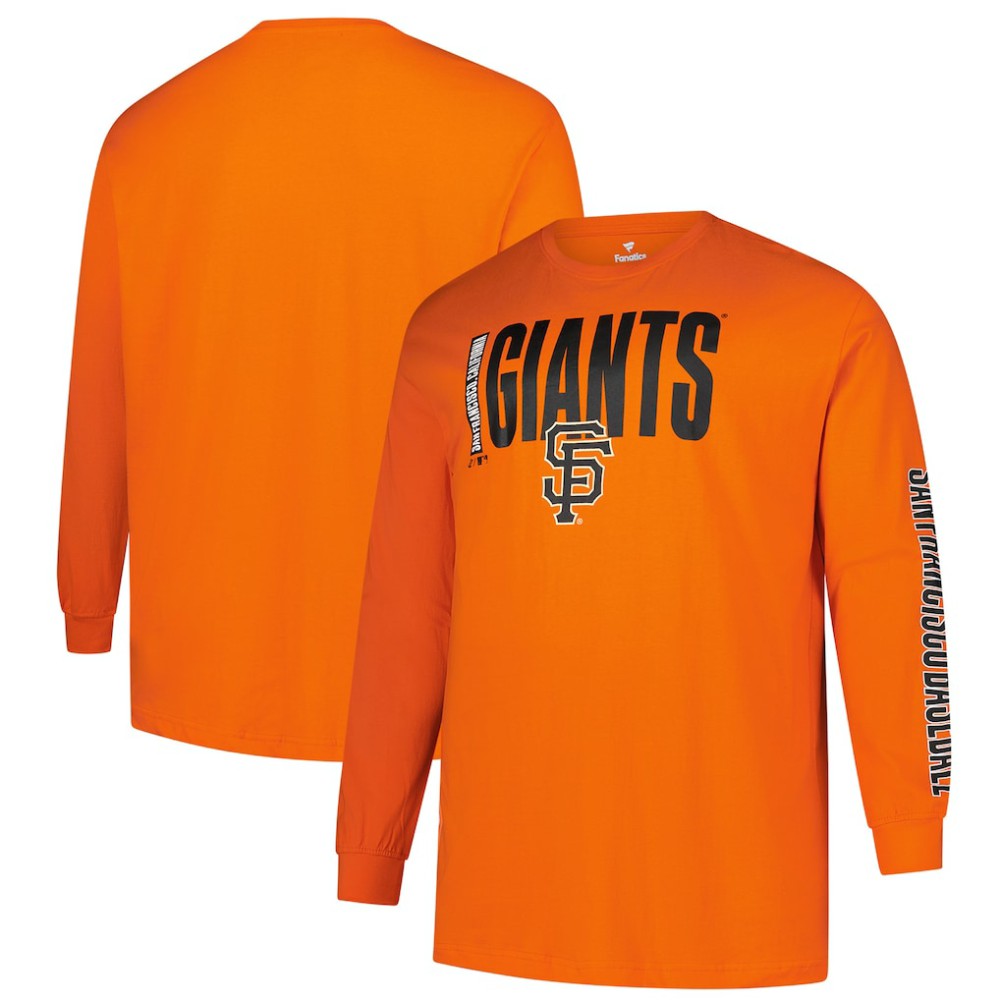San Francisco Giants Profile Big & Tall Two-Hit Long Sleeve T-Shirt - Orange - MLB on Sale