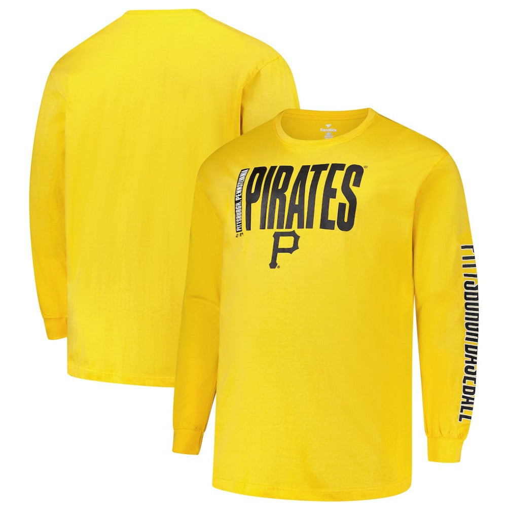 Pittsburgh Pirates Profile Big & Tall Two-Hit Long Sleeve T-Shirt - Gold - MLB Discount