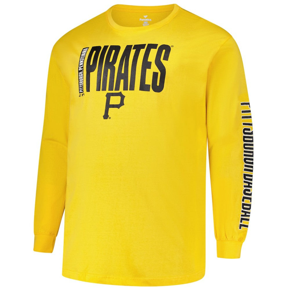 Pittsburgh Pirates Profile Big & Tall Two-Hit Long Sleeve T-Shirt - Gold - MLB Discount
