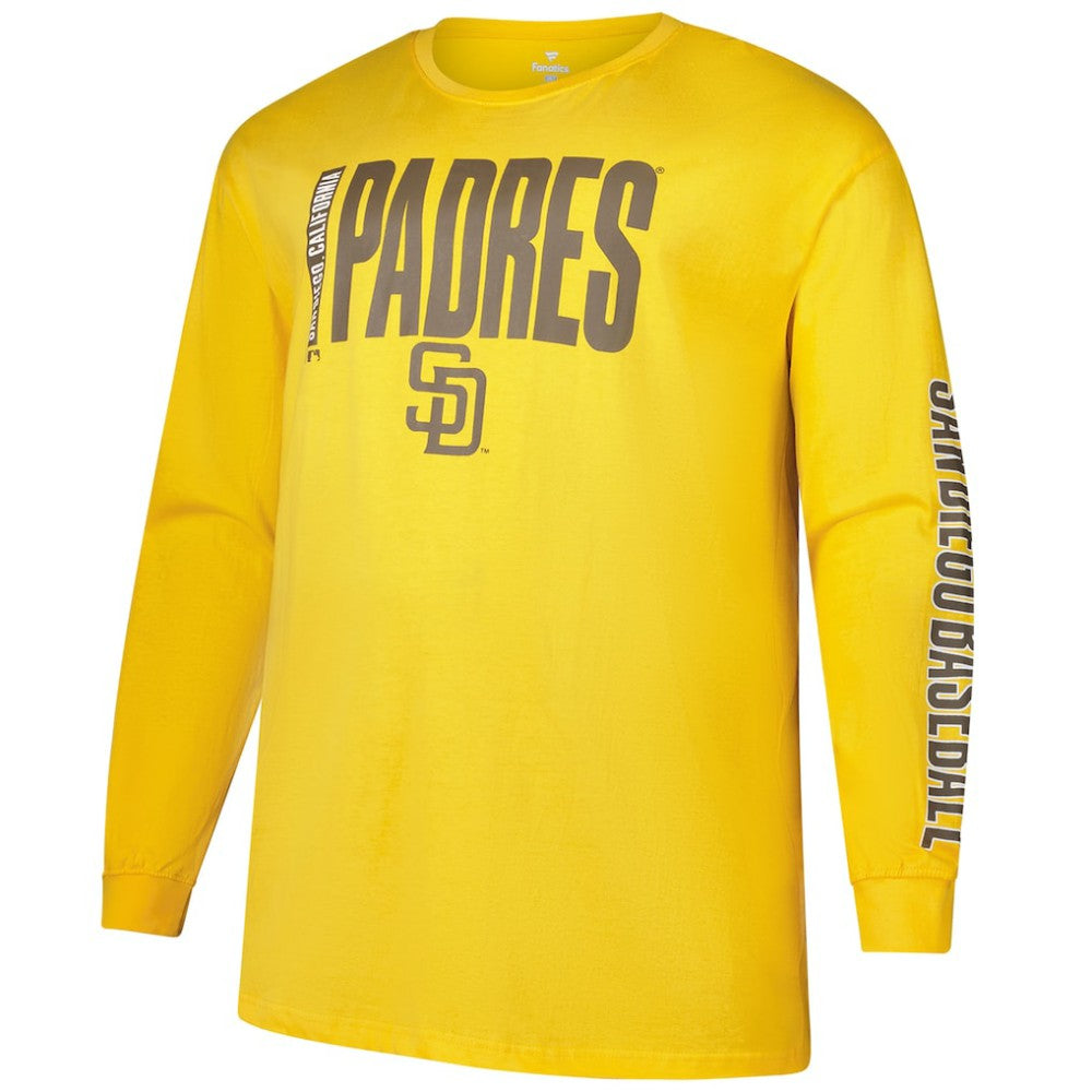 San Diego Padres Profile Big & Tall Two-Hit Long Sleeve T-Shirt - Gold - MLB Online