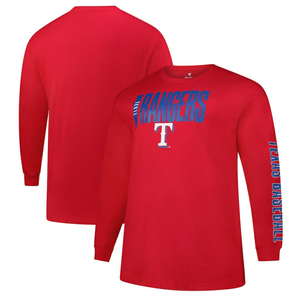 Texas Rangers Profile Big & Tall Two-Hit Long Sleeve T-Shirt - Red - MLB Discount